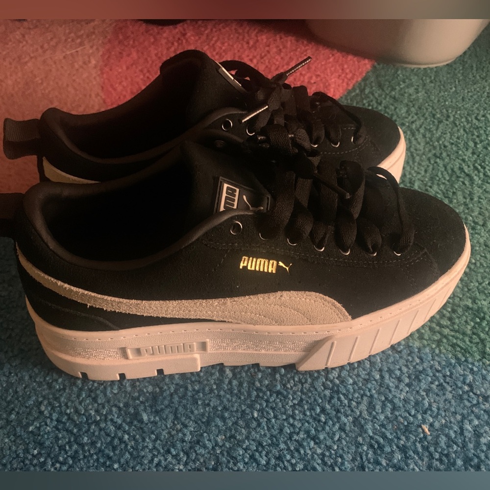 Puma Mayze black and white platform sneakers